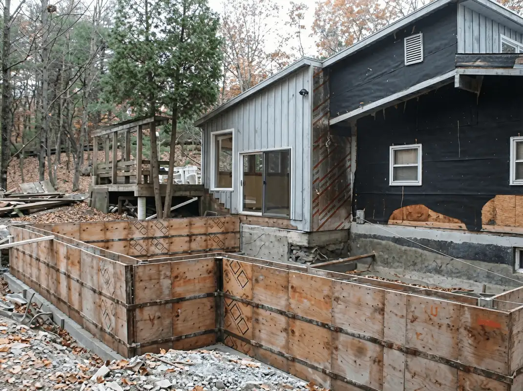 Prepared site with foundation forms for home remodeling and addition project in Sacramento, CA
